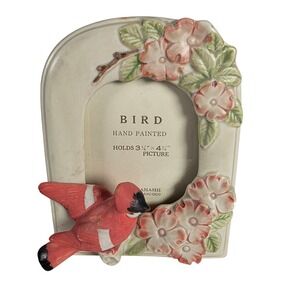 Takahashi San Francisco Hand Painted Cardinal Ceramic Photo Frame 3 1/4 x 4 3/4